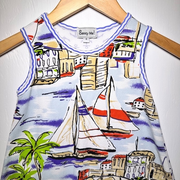 SASSY ME Girls 4 Sailboat Boat Pom Pom Anchor Nautical Beach BOUTIQUE DRESS - Picture 2 of 7
